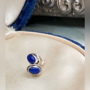 Vintage Blue Lapis Sterling Post Stud Earrings